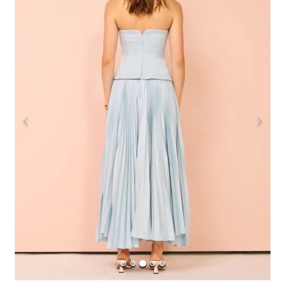 Acler Light Blue Strapless Pleated Maxi Dress - Picture 5 of 12